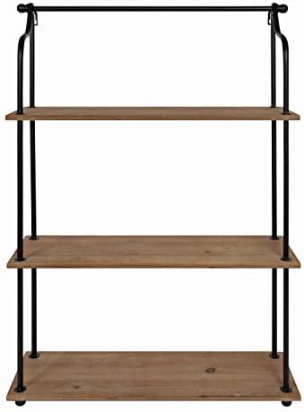 Kate and Laurel Walters Wood and Metal 3-Tier Shelving, 21" x 32", Rustic Brown and Black, Shabby-Chic Industrial Shelves for Storage and Decor