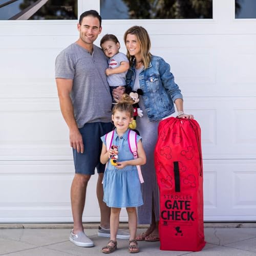 J.L. Childress Gate Check Bag for Umbrella Strollers - Travel Bag for Airplane, Fits Most Single Umbrella Baby Strollers, Airport Accessories for Gate Check, Flying Essentials - Red