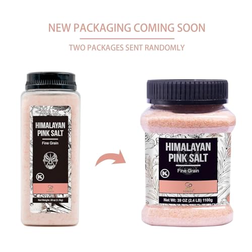 Soeos Himalayan Pink Salt, Fine Grain, 39 oz (2.4lb), Bottled