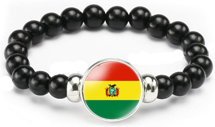 vmcoatdu National Flag Bracelet Elastic Rope Beaded Bracelet Support Your Country Travel Souvenir Gifts for Men Women