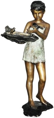 P&F HIGH QUALITY PRODUCTS (45" Life Size) Girl with 2 Birds Bronze Garden Statue Water Fountains Fountain (Traditional Lost Wax Bronze Process/on