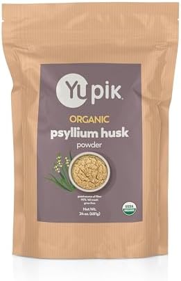 Yupik Organic Psyllium Husk Powder 8.8oz, 95% Purity, Soluble Fiber, USDA Certified, Non-GMO, Vegan, Gluten-Free, Unflavored, Plant-Based, Coarse Milled Husk for Baking & Digestive Health