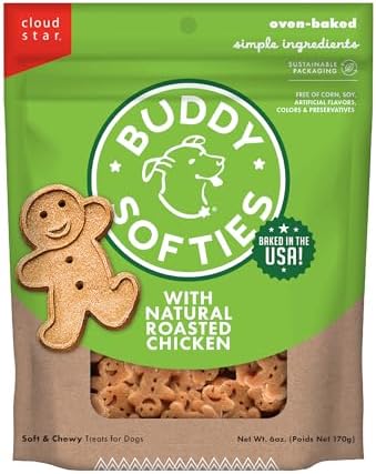 Buddy Biscuits Softies 6 oz. Bag, Soft & Chewy, Natural Roasted Chicken Flavor Dog Treats, Oven Baked in The USA