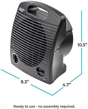 Comfort Zone Indoor Space Heater, Portable, Fan Forced, Electric, Adjustable Thermostat, Overheat Sensor, Safety Tip-Over Switch, & Stay Cool Housing
