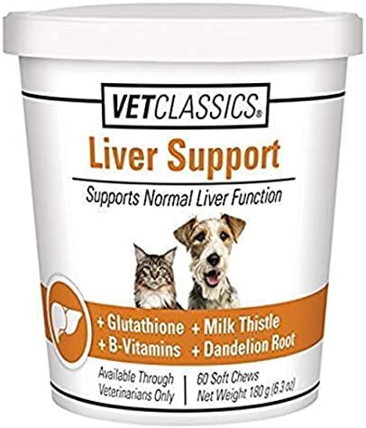 Liver Support Pet Health Supplement for Dogs, Cats – Liver Functions – B-Vitamins, Glutathione, Milk Thistle – Soft Tablets, Chews – 60 Chewable Tablets