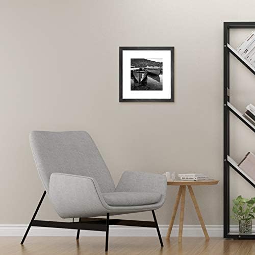 12x12 Picture Frame Matted to Fit Photos 8x8 or 12 x 12 Pictures Without Mat, 12 by 12 Square Solid Wood Black Picture Frames for Wall Mounting