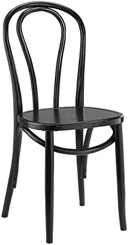 Modway Eon Natural Elm Wood Kitchen and Dining Room Chair in Black - Fully Assembled