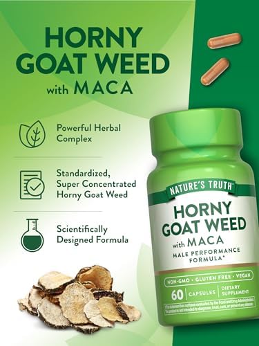 Nature's Truth Horny Goat Weed with Maca | 60 Powder Extract Capsules | Vegan, Non-GMO and Gluten Free Supplement