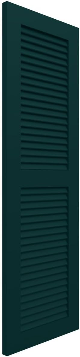 18"W x 60"H True Fit PVC Two Equal Louver Shutters, Unfinished (Per Pair - Hardware Not Included)