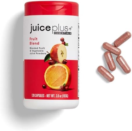 JuicePlus+ Fruit & Vegetable Blend, 2 Bottles (60+60 Servings) | Made from 20 whole fruits & vegetables — peels, leaves, seeds included — convenient daily fruit and veggie blend