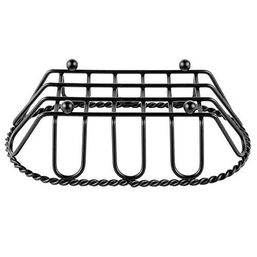 G.E.T. 4-33453 Black Oblong Braided Rim Metal Wire Basket Iron Powder Coated Wire Baskets Collection, Oval shape | Dishwasher safe, Braided design