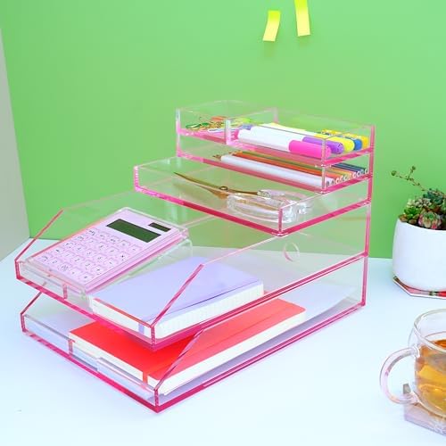 Acrylic Calculator with Stand, Battery and Solar Hybrid Powered Basic Calculator 12-Digit LCD Display,Home Office Desktop Accessories(Silver)