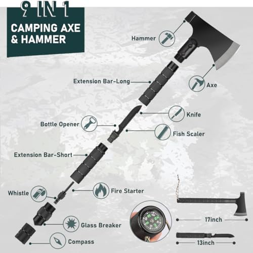 Survival Kit, 262Pcs Survival Gear and Supplies with First Aid Kit Pouch and Crossbody Bag, Emergency Kit with Tent, Camping Axe Hammer, Survival Shovel w/Pick, Bug Out Bag Gifts for Men Women