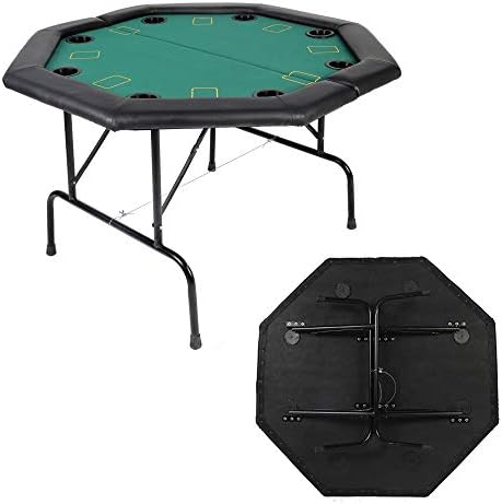 LUCKYERMORE Poker Table 8 Player 48” Octagon Folding Texas Poker Blackjack Game Table with Cup Holder