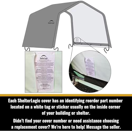 ShelterLogic Replacement Cover Kit Only No Frame-12x20x8 Peak 805119 for Models 62691,62791,62678 (14.5oz Gray)
