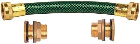 RBL020 Rain Barrel Linking Kit (Two Brass Bulkhead Fitting and One 8 inch 3/4" I.D. hose)