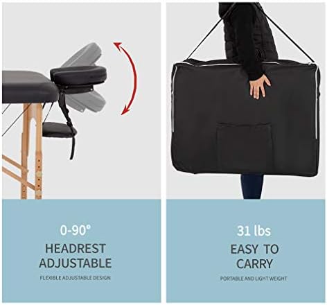 BestMassage | Portable Massage Table | 24" Wide, Black PU Leather | Lightweight, 2-Fold Massage Table with Height Adjustment, 450lbs Capacity, Carry Bag | For Massage, Facial, Tattoo, Home, Spa