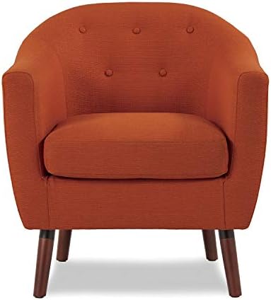 Homelegance Lucille Modern Accent Chair, Upholstered Reading Chair with Button-Tufted Back, Sloped Arms, Removable Seat Cushion Cover and Espresso Wood Legs, for Living Room, Bedroom or Office, Blue