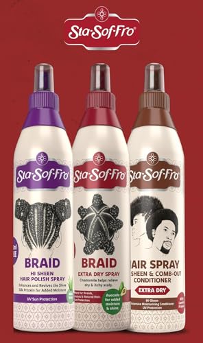 SoftSheen-Carson Sta-Sof-Fro Hair & Scalp Spray Comb Out Conditioner with Lanolin, Extra Dry, 8 fl oz, Brown
