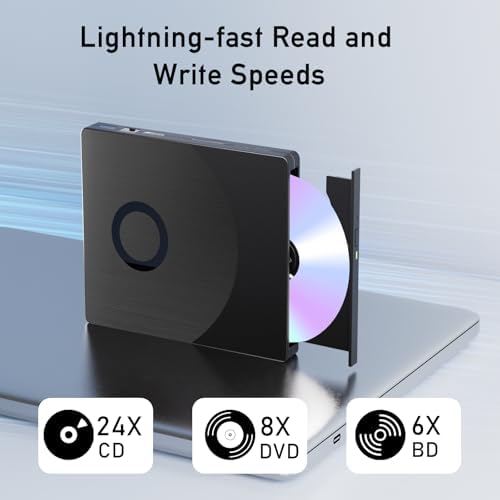 Yaeonku Versatile External Blu Ray Drive, Blu Ray Burner with HDMI/LAN | External Blueray/DVD Drive for PC Support 100G Disc