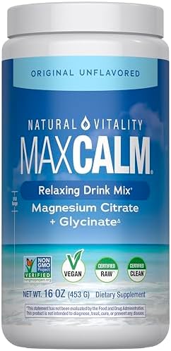 Natural Vitality Calm, Magnesium Supplement, Anti-Stress Drink Mix Powder, Gluten Free, Vegan, & Non-GMO, Original Unflavored, 16 oz