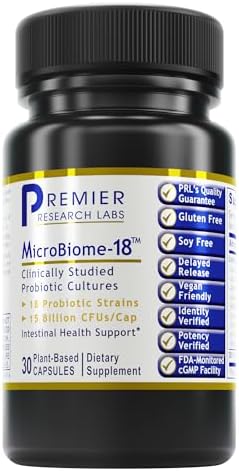 Premier Research Labs MicroBiome-18 - Probiotics for Digestive Health, Probiotics with Lactobacillus Acidophilus for Women and Men