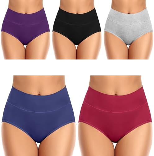 Womens Tummy Control Underwear Cotton High Waisted Full Briefs