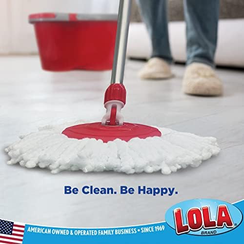 LOLA Revolution Spin Mop & Bucket System, Braided Mop Head, Durable Alloy Handle, 360 Spinning Action, Great for Any Hard Floor Surface