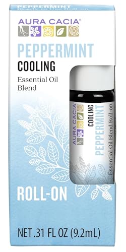 Aura Cacia Roll-On Essential Oil Blend, Peppermint, 0.31 Ounce