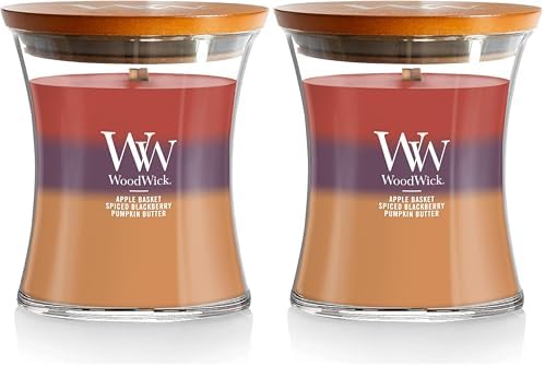 WoodWick Café Sweets Trilogy Holiday Candle Gifts for Women and Men, 9.7 oz Medium Hourglass Trilogy Candle with Crackling Wick