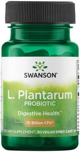 Swanson L. Plantarum - 10 Billion CFUs - Probiotic Supplement for Occasional Gas & Bloating - Supports Lower GI Tract Health* - No Refrigeration Needed - Non-GMO - 30 Vegan Capsules