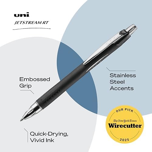 uniball™ Jetstream RT Ballpoint Pens, Black, 1.0mm Medium Point, 12 Count