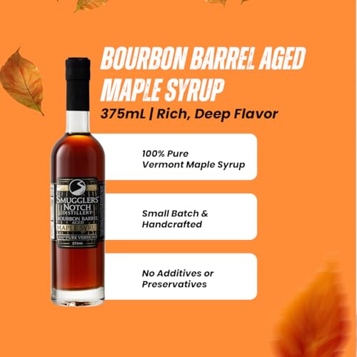 Smugglers’ Notch Maple Works – Bourbon Barrel Aged – 100% Pure Vermont Maple Syrup – Natural Sweetener & Gluten Free – Rich Taste – Waffles and Pancakes, Cocktails, Marinades, 3.38 Fl Oz. (100 mL)