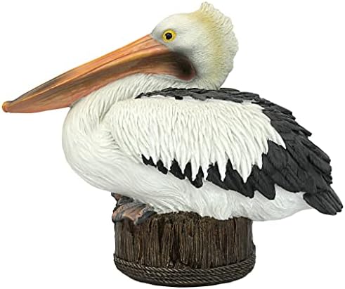 Design Toscano Coastal Decor Ocean's Perch Pelicans Garden Bird Statue, 9 Inch Wide, 24 Inch Tall, Cast Stone Resin, Full Color Finish