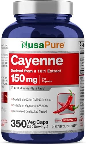 Cayenne Pepper, Non-GMO, Vegan, 150mg, 350 Veggie Capsules - 350 Servings | Herbal Formula, Capsicum Annuum Fruit 10:1 Extract, Suitable for Adults