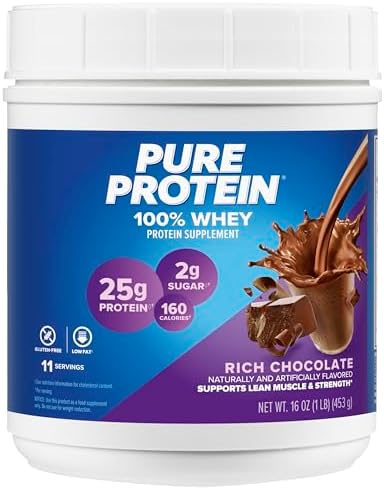 Pure Protein Powder, Vanilla Cream, Low Sugar, Gluten Free, 1 lb, Whey | High Protein