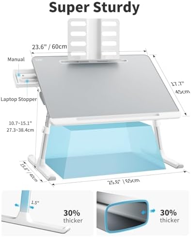 Laptop Lap Desk for Bed, SAIJI X-Large Adjustable Laptop Table