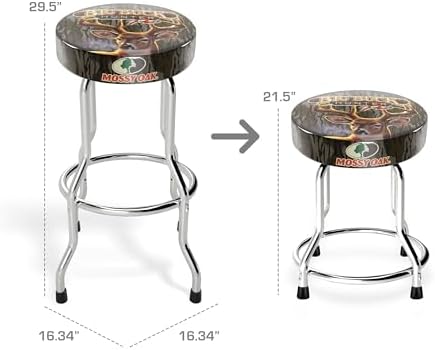 ARCADE1UP Big Buck Hunter Adjustable Stool with Leg Extenders, Padded Seat, Chrome Steel Finish for Home, Bar Stools, & Video Game Chairs, Mossy Oak