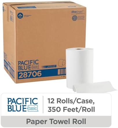 Georgia-PacificBlue Basic Paper Towel Rolls by PRO, White, 28706, 350 Feet Per Roll, 12 Rolls Per Case