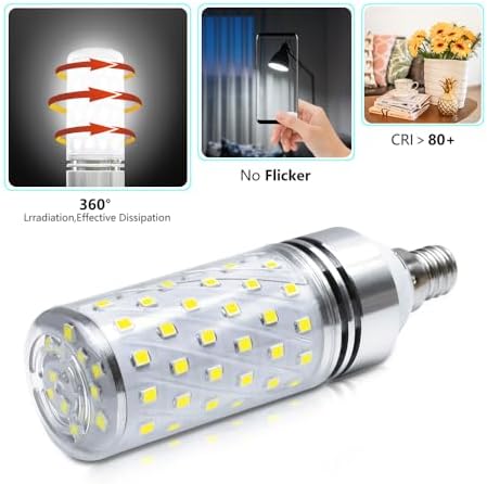 LEDLightsWorld Super Bright E12 LED Corn Bulbs, 16W 1500LM Bulbs, Daylight White 6000K Lights, CRI80+, 120W Incandescent Bulb Equivalent