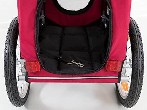 TRIXIE Medium Dog Bike Trailer - Foldable Pet Bicycle Trailer for Dogs up to 48lbs – Features Quick Fastening Wheels, 2 Doors, Safety Leash & Waterproof Carrier - 50 x 25 x 26.5in - Black/Red