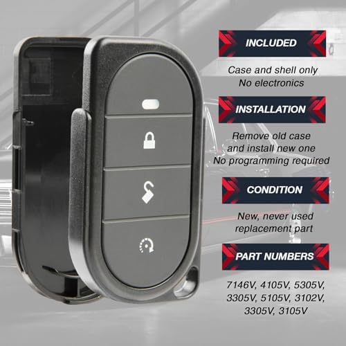 2X USARemote Keyless Entry Remote Car Key Fob 4-Button Replacement Shell Case for Viper Alarm Security System (7146V, 4105V, 5305V, 3305V, 5105V, 3102V, 3305V, 3105V)