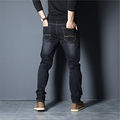 Andongnywell Men's Loose Stretch Denim Pants Elastic Waist Loose Fit Jeans Stretchy Casual Solid Trousers