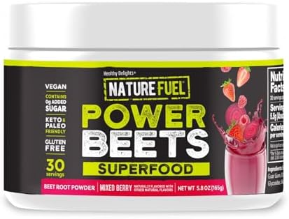 SlimFast Healthy Delights Nature Fuel Power Beets Vegan Beet Juice Powder | 0g Added Sugar, Beet Root Supplement, Beetroot, Mixed Berry, 30 Servings