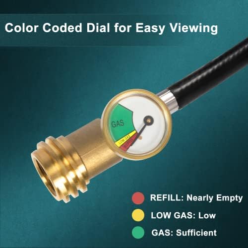 GASPRO 12 FT Propane Extension Hose with Gauge for 100lb Propane Tank, Also for RV, Gas Grill, Heater and Other Propane Appliances