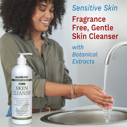 NutriBiotic – Sensitive Skin Non-Soap Skin Cleanser, 16 Oz Twin Pack | with GSE (Citricidal) | pH Balanced