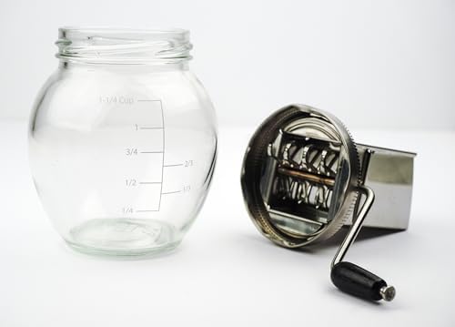 RSVP International Endurance Vintage Inspired Nut Grinder, 1.25 Cup Capacity, Glass Bottom