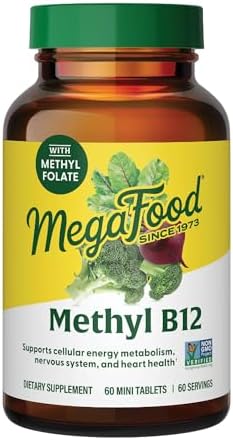 MegaFood Methyl B12, Cellular Energy Metabolism Support, 90 Mini Tablets | With Methylated B12, Methylfolate & Vitamin B6, Supports Brain & Nervous System Function & Heart Health, Vegan, 90 Servings