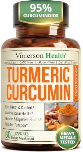 Turmeric Curcumin Supplement – 1200mg Organic Turmeric Curcumin with Black Pepper Extract for Max Absorption – Digestive & Joint Supplements for Men & Women w. Tumeric Extract & Bioperine – 60 Caps