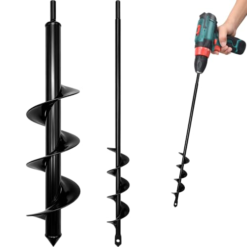 Auger Drill Bit for Planting 4"x12", Garden Plant Flower Bulb Bedding Planter Auger Spiral Drill Bit, Easy Planter Garden Auger